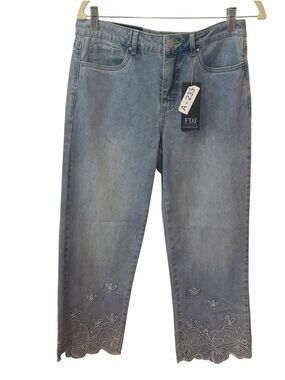 FDJ French Dressing Jeans Olivia Embroidered Crop Jeans Size 6 NWT Sample